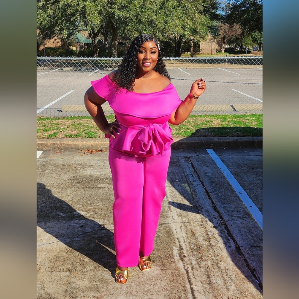 Elegant Pink Off-Shoulder Jumpsuit